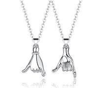 CERSLIMO Magnetic Couple Necklace - Silver Moon & Sun Pendant for Him and Her - Romantic Gift for Boyfriend and Girlfriend