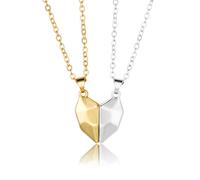 CERSLIMO Magnetic Necklaces for Couples, Heart Pendant Necklace Romantic Gifts for Girlfriend Boyfriend Best Friend Necklace Him and Her Magnetic Necklace Jewellery (Gold, Silver Chains)