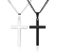 CERSLIMO Mens Cross Necklace - 2 Pcs Cross Pendant Necklaces Couple Gifts for Him and Her, Stainless Steel Cross Pendant Necklace Talisman Amulet Jewelry Couple Necklace Gifts Husband Wife