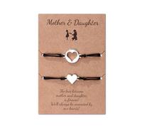 CERSLIMO Mother and Daughter Gifts - 2 Pcs Heart Charm Bracelets for Mum and Daughter Gifts, Mothers Day Birthday Christmas Jewellery
