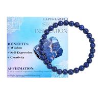 CERSLIMO Natural Beaded Bracelets for Women Men - Healing Bead Bracelet Stretch Link with Beautiful Lapis Lazuli Crystal, Protection Anxiety Relief Jewellery Gifts Birthday Christmas Stocking Stuffers
