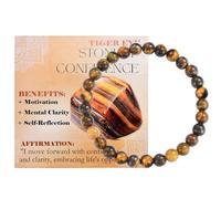 CERSLIMO Natural Beaded Bracelets for Women Men - Healing Bead Bracelet Stretch Link with Beautiful Tiger Eye Crystal, Protection Anxiety Relief Jewellery Gifts Birthday Christmas Stocking Stuffers