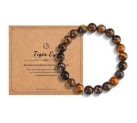 CERSLIMO Natural Beaded Bracelets for Women Men - Healing Bracelet with Beautiful Tiger Eye Beads, Protection Anxiety Relief Jewellery Gifts Birthday Christmas Stocking Stuffers