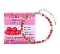 CERSLIMO Natural Beaded Bracelets for Women Men - Silver Bead Bracelet with Beautiful Ruby Jade Crystals, Healing Protection Anxiety Relief Jewellery Gifts Birthday Christmas Stocking Stuffers