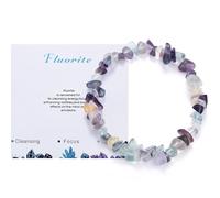 CERSLIMO Natural Raw Crystal Bracelet for Women Men Teen Girls - Healing Bracelets, Stretch Link Anxiety Bracelets with Natural Bead for Birthday Christmas, Fluorite Bracelet