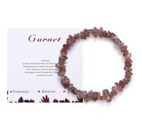 CERSLIMO Natural Raw Crystal Bracelet for Women Men Teen Girls - Healing Bracelets, Stretch Link Anxiety Bracelets with Natural Bead for Birthday Christmas, Garnet Bracelet