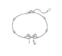 CERSLIMO Silver Bracelet for Girls - Dainty Butterfly Bow Bracelets, 14K White Gold Bracelet Adjustable for Women Daughter Granddaughter, Jewellery for Girlfriend Wife Wedding Christmas