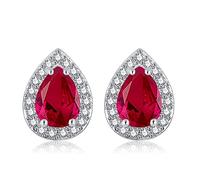 CERSLIMO Silver Earrings, Silver Diamante Teardrop Faux Diamond Post Halo Earrings with 3A Cubic Zirconia - Dainty Jewellery Birthstone Birthday Gifts