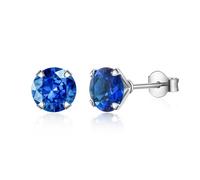 CERSLIMO Silver Earrings - Titanium with 5mm Cubic Zirconia, Hypoallergenic & Blue