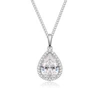 CERSLIMO Silver Necklace for Women - 14K White Gold with White Diamond Teardrop Pendant Necklace, Dainty Jewellery Gifts for Girlfriend Wife Christmas Birthday Wedding Gifts for Bridesmaid