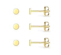 CERSLIMO Sterling Silver Stud Earrings for Girls 3 Pairs Tiny Flat Dot Gold Earrings Small Hypoallergenic Gold Earrings Women Tragus Cartilage Helix Sleeper Earring Jewellery Gifts 3mm E055b-3pairs-3
