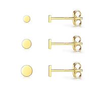 CERSLIMO Sterling Silver Stud Earrings for Girls 3 Pairs Tiny Flat Dot Gold Earrings Small Hypoallergenic Gold Earrings Tragus Cartilage Helix Sleeper Earring Jewellery 2mm/3mm/4mm E055b-3pairs-234