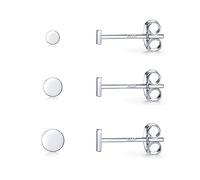 CERSLIMO Sterling Silver Stud Earrings for Girls Women, 3 Pairs Tiny Flat Dot Silver Earrings | Small Hypoallergenic Earrings, Tragus Cartilage Helix Sleeper Earrings Jewellery Gifts, 2mm/3mm/4mm