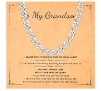 CERSLIMO To My Grandson Gifts - Mens Gifts Cuban Chain for Him, Cuban Chain Necklace for Boys & Men Birthday Valentines Day Anniversary Christmas Presents for Grandson