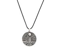CERSLIMO Viking Gifts for Men - Retro Pirate Tree of Life Pendant Necklace Amulet Jewelry, Stainless Steel Vintage Ancient Moon Necklace for Men Women