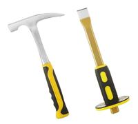 CertBuy 2 Pack Geology Rock Pick Hammer Kit - All Steel Geologist Hammer with Pointed Tip and Shock Reduction Grip for Mining