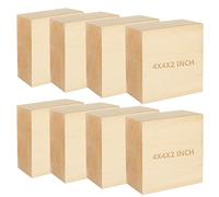 CertBuy 8 Pack Basswood Carving Blocks 4x4x2 Inch, Large Basswood Blocks for Carving and Crafts, Unfinished Wood Blocks for Crafts, Wood Blanks DIY Wood Signs for Crafts
