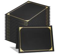 Certificate Holders, 25 Packs Black Diploma Holders, Certificate Covers with Gold Foil Border for Letter Size 8.5 x 11 Certificate Paper, Cardstock, Award, Graduation, Documents