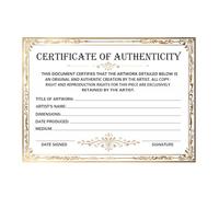 Certificate of Authenticity Certificates,5 x 7 Inch Art Collectible Authentication Premium Certificates for Valuations and Artwork Gifts for Artists Handicraft Worker (50 Pcs)