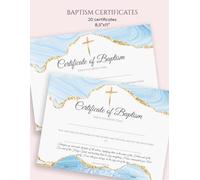 Certificate of Baptism: Christening Certificates Notebook with 20 Full Color Baptism Certificates, Fill-in-ready | Baptism Certificates for Church and Pastor