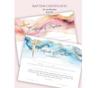 Certificate of Baptism: Christening Certificates Notebook with 20 Full Color Baptism Certificates, Fill-in-ready | Baptism Certificates for Church