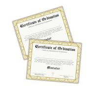 Certificate of Ordination for Minister 30pk 8.5x11” Gold and Black Font Ministry Recognition Online Church Catholic Christian Deacons to Frame New Member