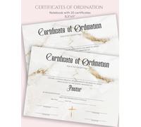 Certificate of Ordination Pastor: Notebook with 20 Ordination Certificates | Ministry Certificates for Church