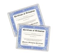 Certificate or Ordination for Minister 30pk 8.5x11” Blue Ministry Recognition Online Church Catholic Christian Deacons to Frame Clergy New Member