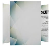 Certificate Paper DIN A4 190 g 50 Sheets "Excellent Blue" Polygon Design Blue - Printed on Both Sides - Includes Text Templates for Download