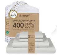 Certified 100% Egyptian Cotton King Size 4 Piece Solid Bed Set, 400 Thread Count Sateen Weave, Comfortable Light Grey Sheets with Elasticized Deep Pocket - by Threadmill Home Linen