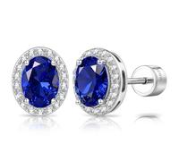 Certified 2.4 Cttw Lab Grown Royal Blue Sapphire Earrings, Hypoallergenic Adjustable Flat Back Studs, Fine Jewelry Gift for Women, Perfect for Wedding, Anniversary & Christmas, with Certification
