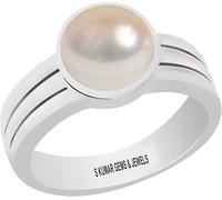 Certified 3.25 Ratti or 3.00 Ct Natural Pearl (Moti) Gemstone/Birthstone/Rashi Ratan Silver Ring for Astrological Purpose-AMZ13294