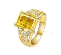 Certified 6.25 Ratti 5.75 Carat A+ Quality Natural Yellow Sapphire Pukhraj Gold Plated Gemstone Ring For Women'S And Men'S-B0CKBQX9MRNAMZ