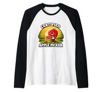 Certified Apple Picker Apple Picking Crew Cider Harvest Farm Raglan Baseball Tee