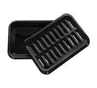 Certified Appliance Accessories SPL50008 Small 2-Piece Broiler Pan & Grill Set Porcelain-on-Steel 13" x8-3/4 x1-3/8 Broiler Pan for Oven, Black