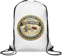 Certified Approved Chaos Management Division Gym Sack Casual Drawstring Bag White