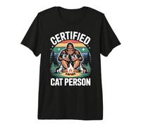 Certified Cat Person Funny Bigfoot Cat Lover Premium T-Shirt