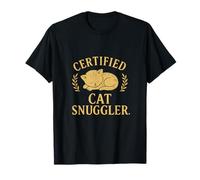 Certified Cat Snuggler Badge Design Funny Cat Lover novelty T-Shirt