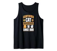 Certified Cat Whisperer Since 1989 Cat Theme Birthday Year Tank Top