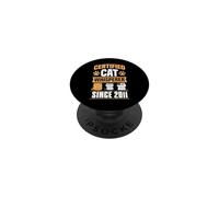 Certified Cat Whisperer Since 2011 Cat Theme Birthday Year PopSockets Adhesive PopGrip