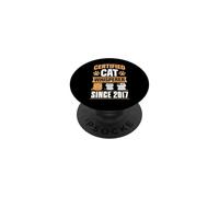 Certified Cat Whisperer Since 2017 Cat Theme Birthday Year PopSockets Adhesive PopGrip