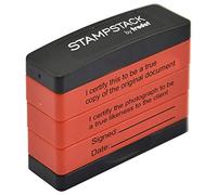 Certified Copy & True Likeness Trodat Stampstack | 3 Stamp Texts in 1 | Compact and Space Saving | Ideal Size for Signatures | Great for Certifying Documents, Red with Black