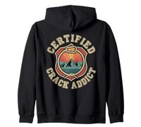 Certified Crack Addict Rock Climbing Trad Humor Zip Hoodie