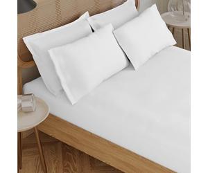 Certified Egyptian Cotton Rich, 400 TC Double Fitted Sheets - Silky-Soft Luxury Sateen Sheets - Wrinkle-Resistant, Skin Friendly & Breathable - 4 Corner Straps for Zero Bunching - White