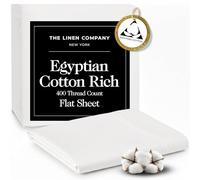 Certified Egyptian Cotton Rich, 400 TC Flat Sheets Double - Silky-Soft Luxury Sateen Sheets - Wrinkle-Resistant, Skin Friendly & Breathable - 2” Hemstitched Flat Sheets - White