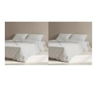 Certified Egyptian Cotton Rich Double Fitted Sheets - Hotel Quality Crisp Percale Sheets, Skin Friendly & Breathable - Snug Fit Technology 4 Corner Straps for Zero Bunching - Light Grey (Pack of 2)