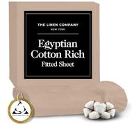 Certified Egyptian Cotton Rich Single Fitted Sheet - Hotel Quality Crisp Percale Sheets, Skin Friendly & Breathable - Snug Fit Technology 4 Corner Straps for Zero Bunching - Taupe