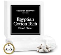 Certified Egyptian Cotton Rich Split King Fitted Sheets - Hotel Quality Crisp Percale Sheets, Skin Friendly & Breathable - Snug Fit Technology 4 Corner Straps for Zero Bunching - White