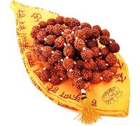 Certified Five Face Original Rudraksha Japa Mala 12MM with Japa Bag Gomukhi Natural Himalaya Rudraksha Seed Religious Necklace Mala Prayer Bead Tibetan Wrist Wrap Bracelet meditation Yoga 12mm mala