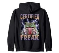 Certified Freak Frog Funny Cursed Meme Zip Hoodie